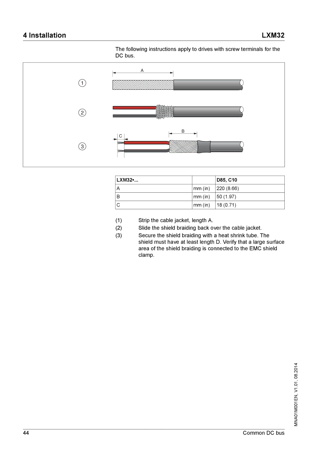 Schneider Electric MNA01M001EN manual LXM32∙ D85, C10 