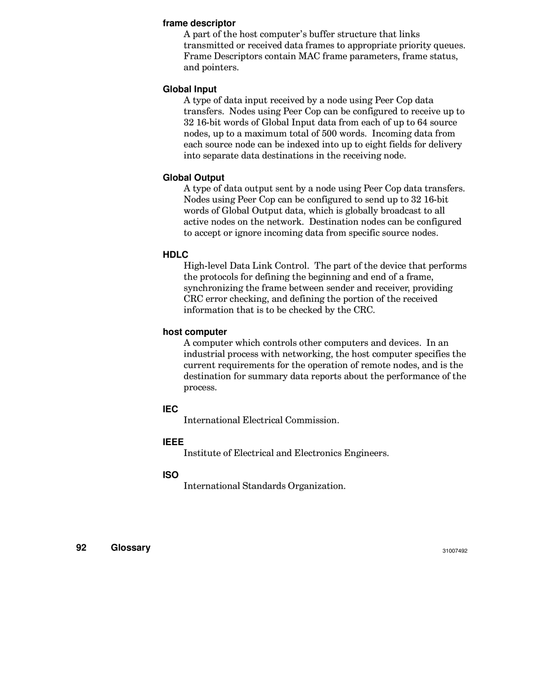 Schneider Electric none manual Frame descriptor, Global Input, Global Output, Host computer 