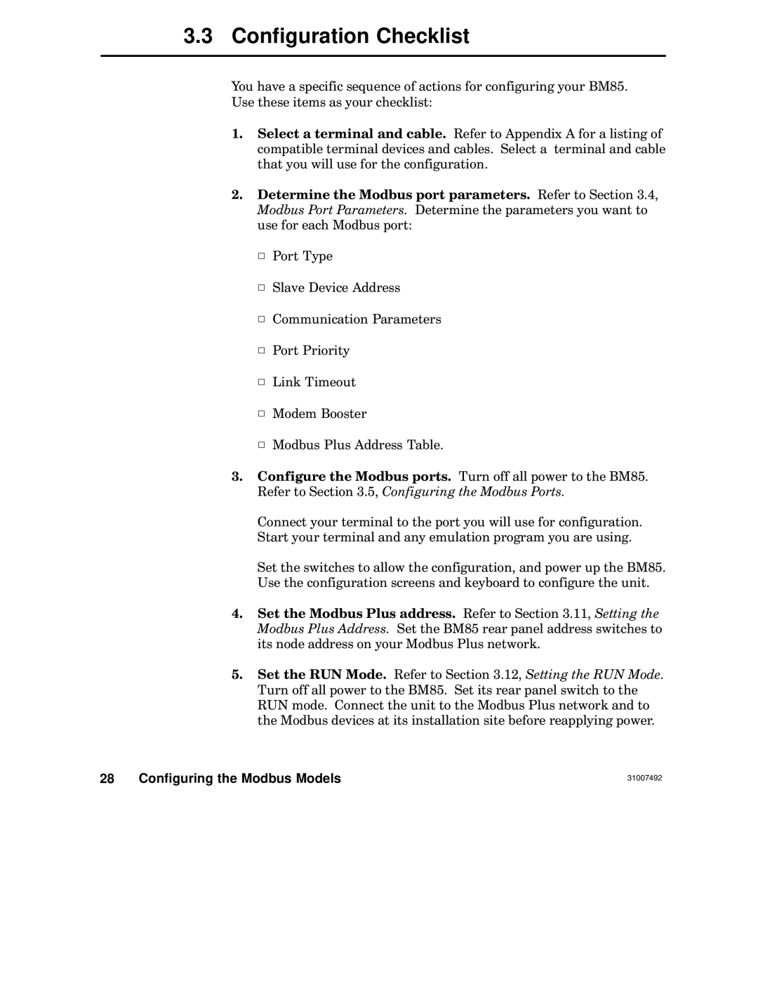 Schneider Electric none manual Configuration Checklist 