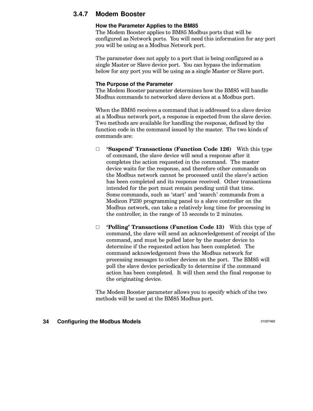 Schneider Electric none manual Modem Booster, How the Parameter Applies to the BM85 