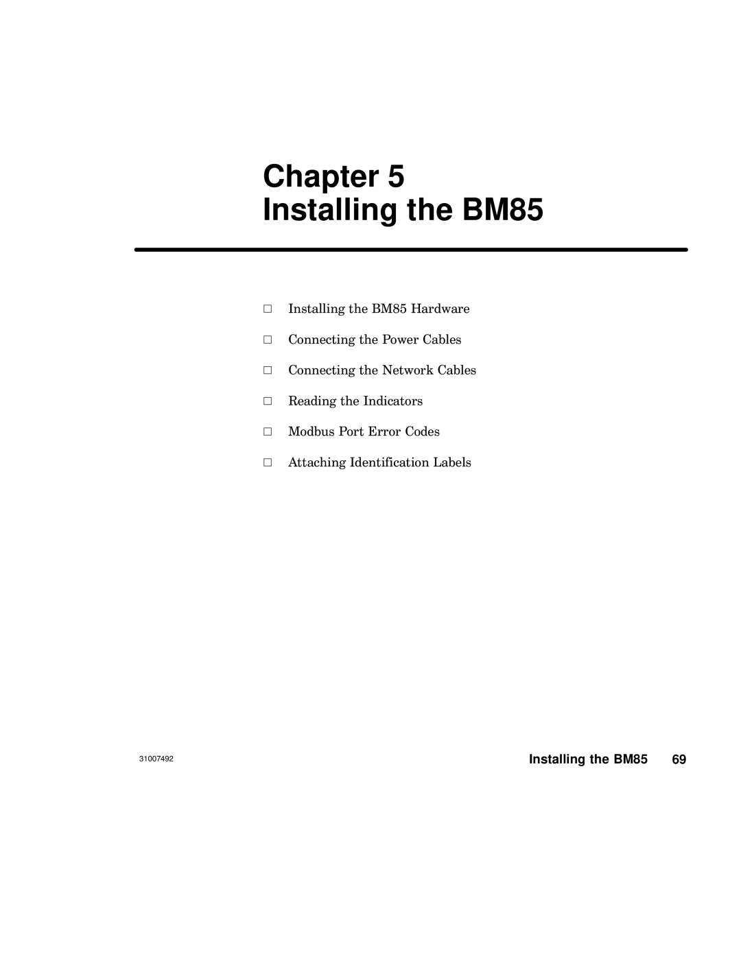 Schneider Electric none manual Chapter Installing the BM85 