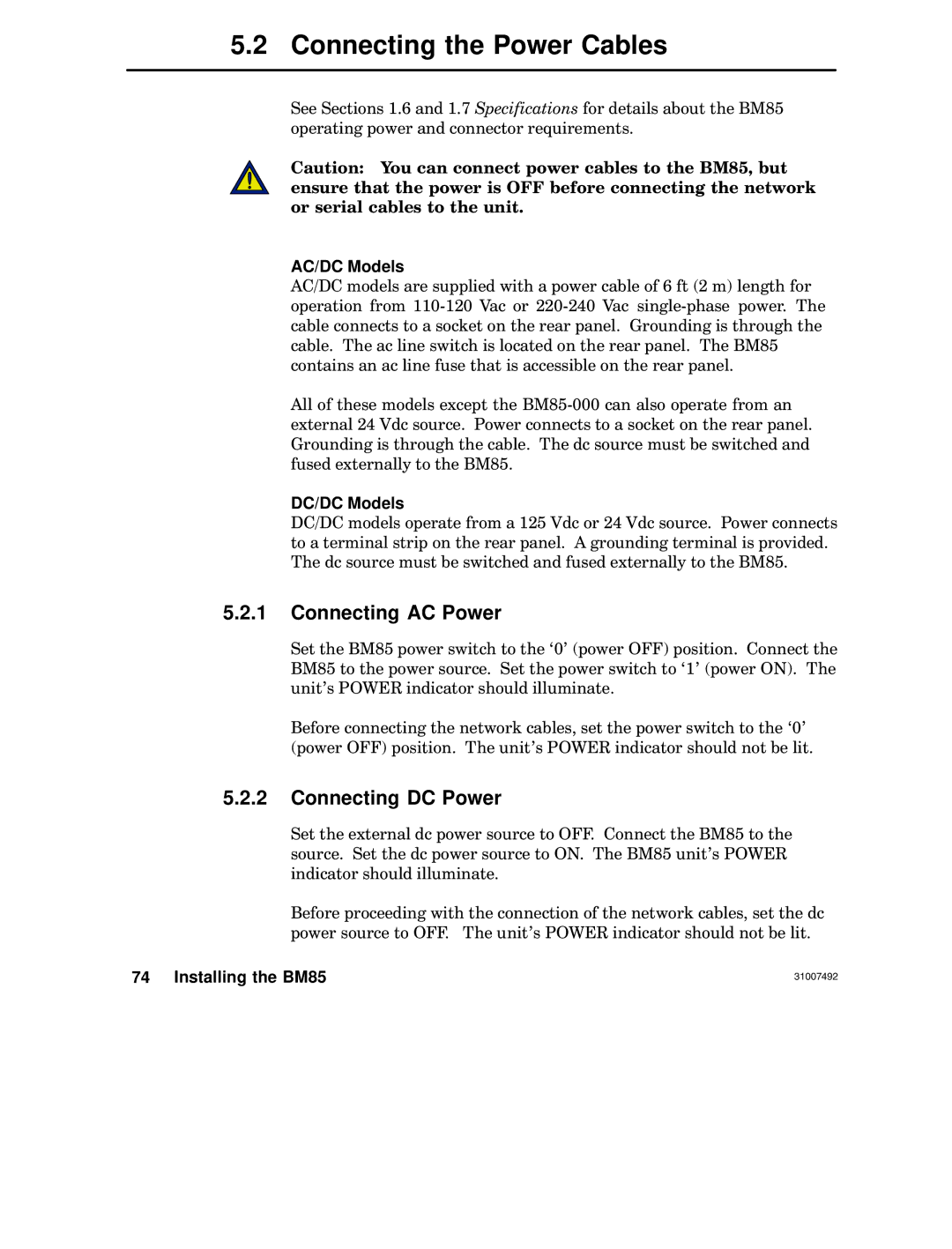 Schneider Electric none manual Connecting the Power Cables, Connecting AC Power, Connecting DC Power 