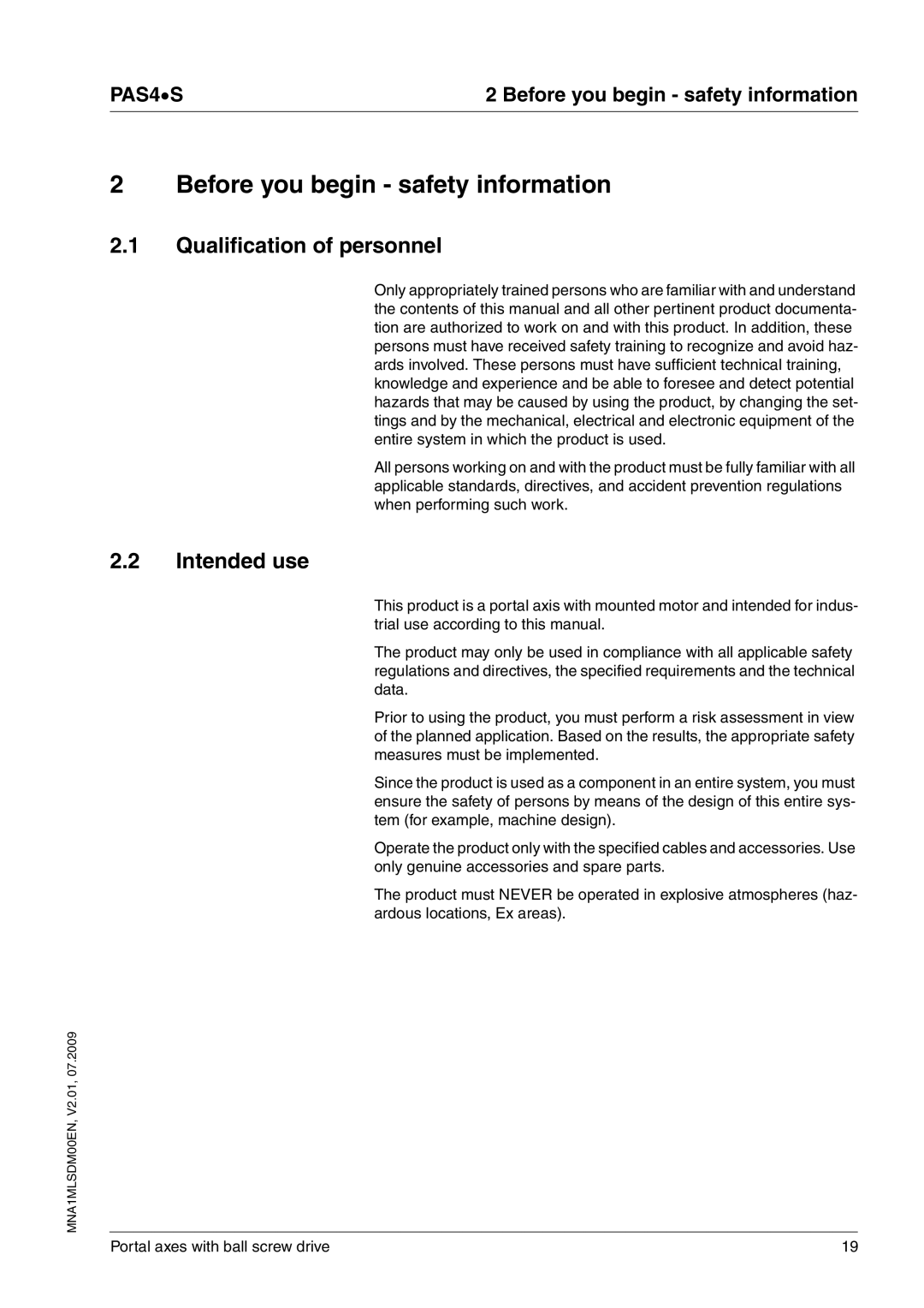 Schneider Electric PAS4S manual Before you begin safety information, Qualification of personnel, Intended use 