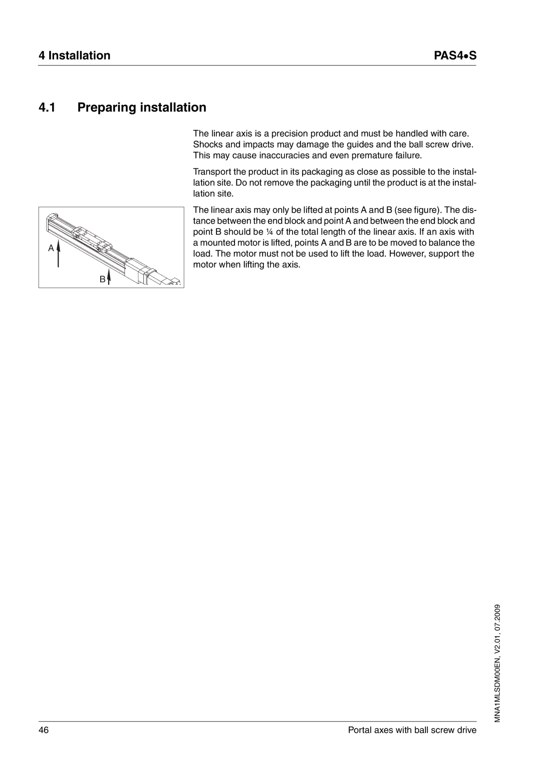 Schneider Electric PAS4S manual Preparing installation 