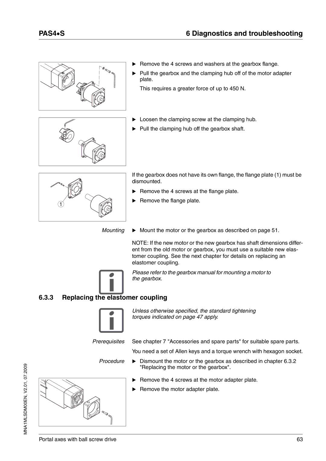 Schneider Electric PAS4S manual Replacing the elastomer coupling, Mounting 