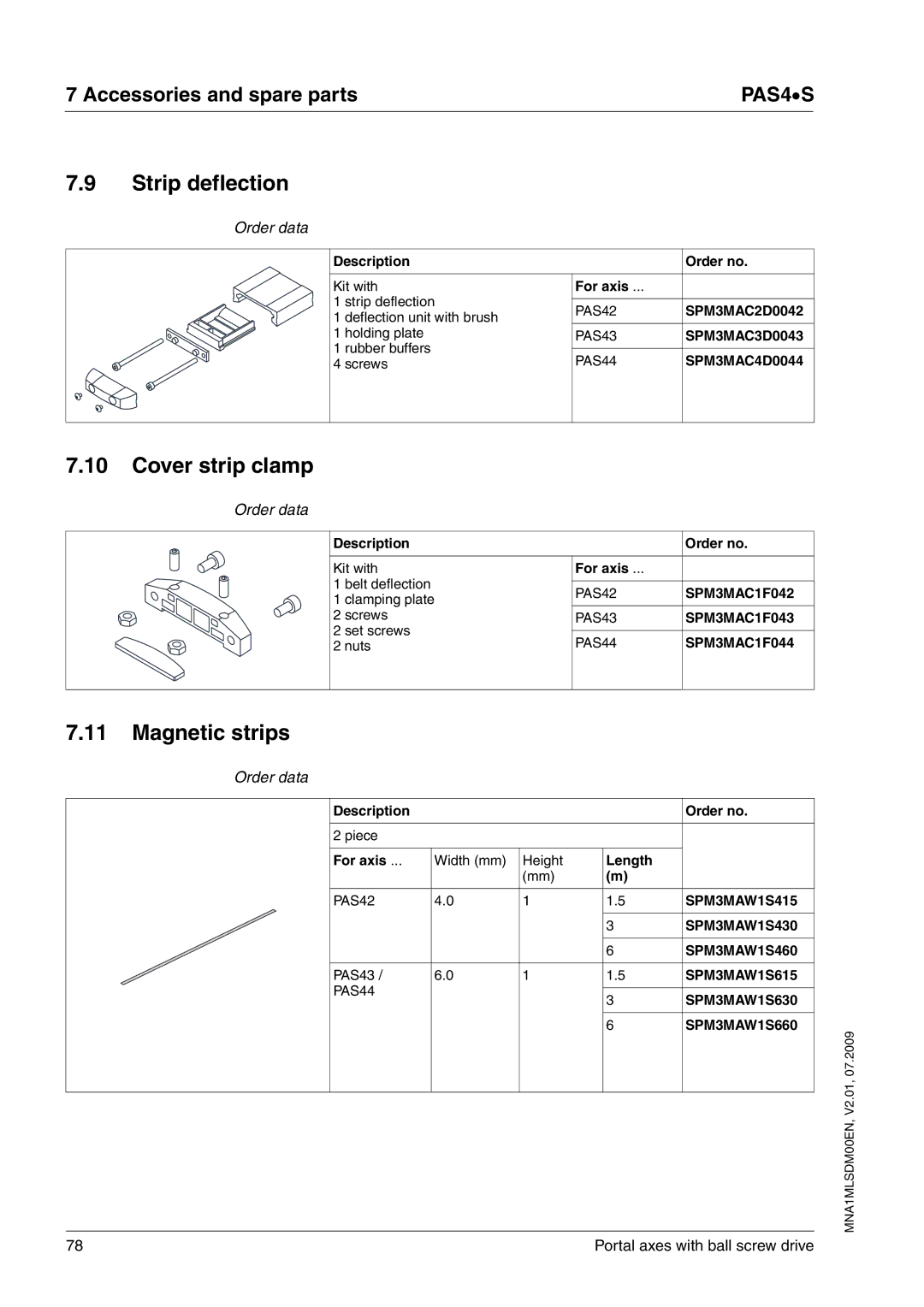 Schneider Electric PAS4S manual Strip deflection, Cover strip clamp, Magnetic strips 