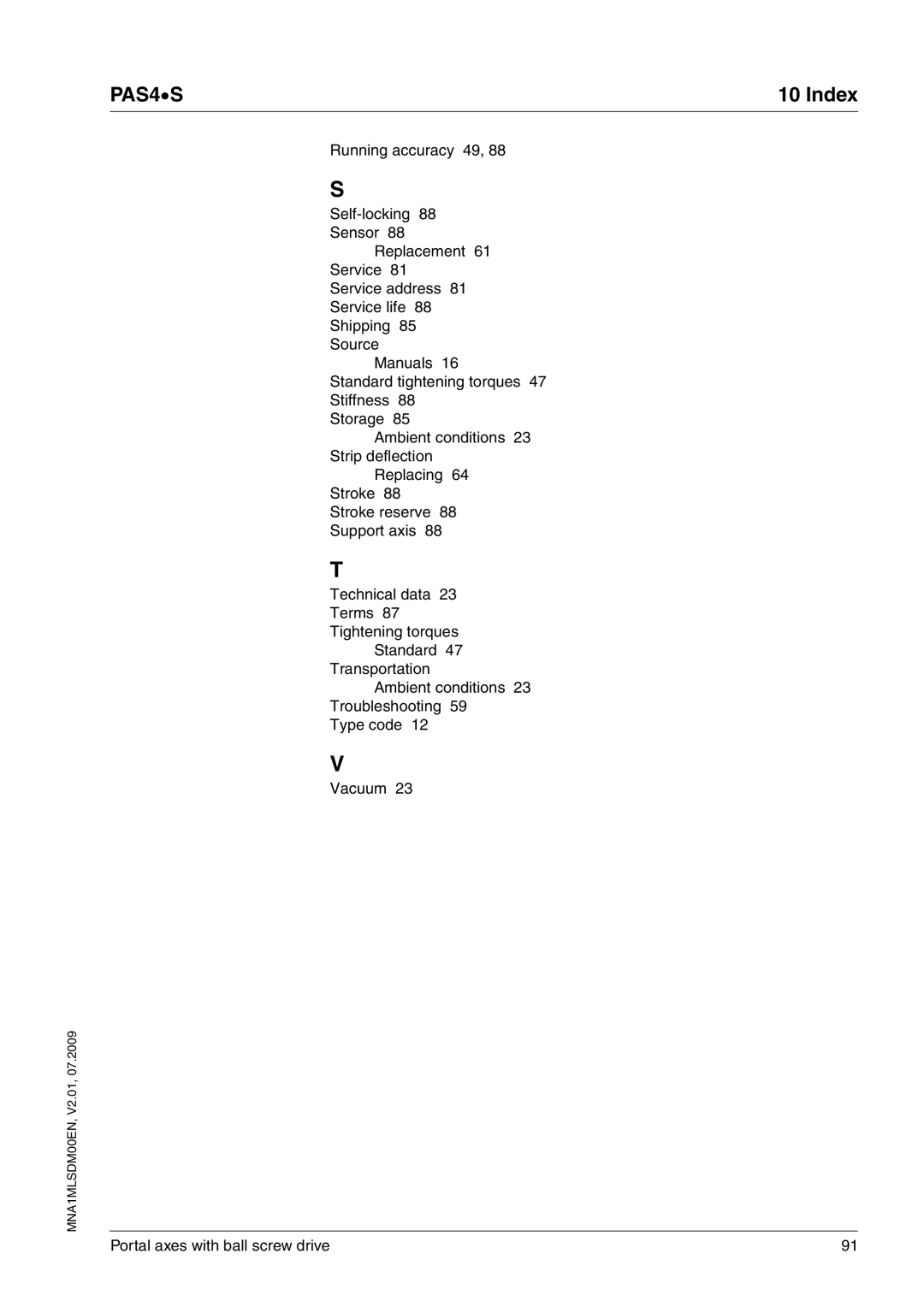 Schneider Electric manual PAS4S10 Index 