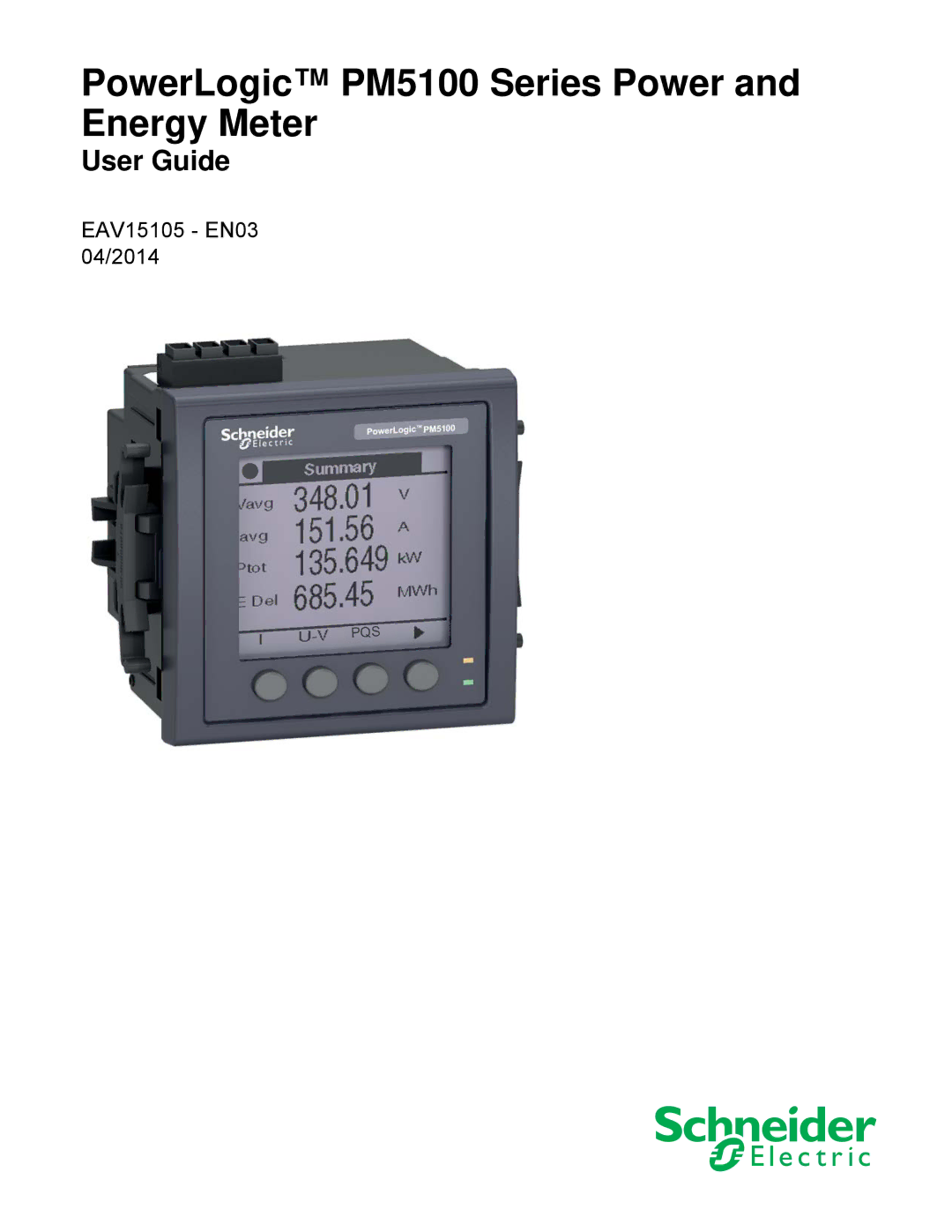 Schneider Electric manual PowerLogic PM5100 Series Power and Energy Meter 