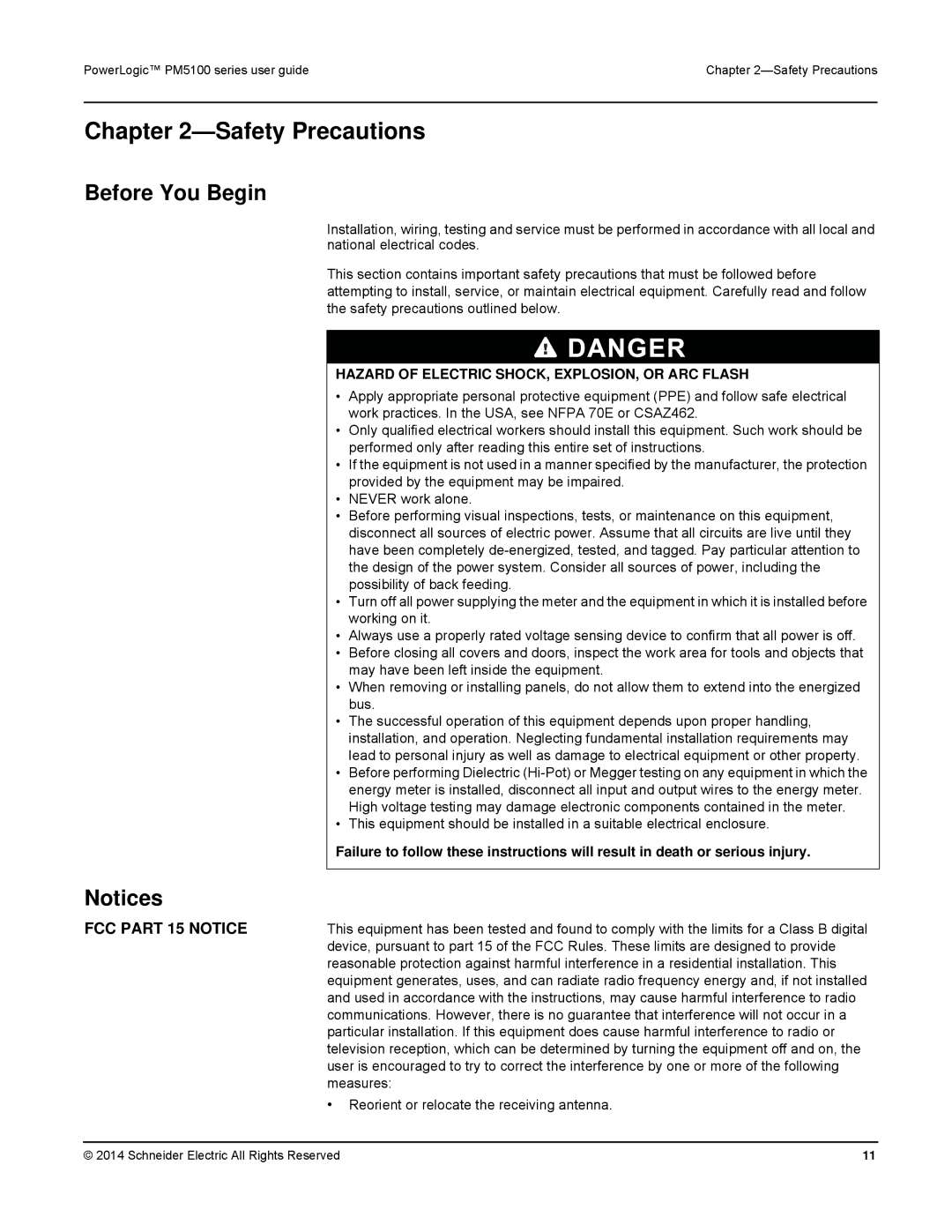 Schneider Electric PM5100 manual Safety Precautions, Before You Begin 