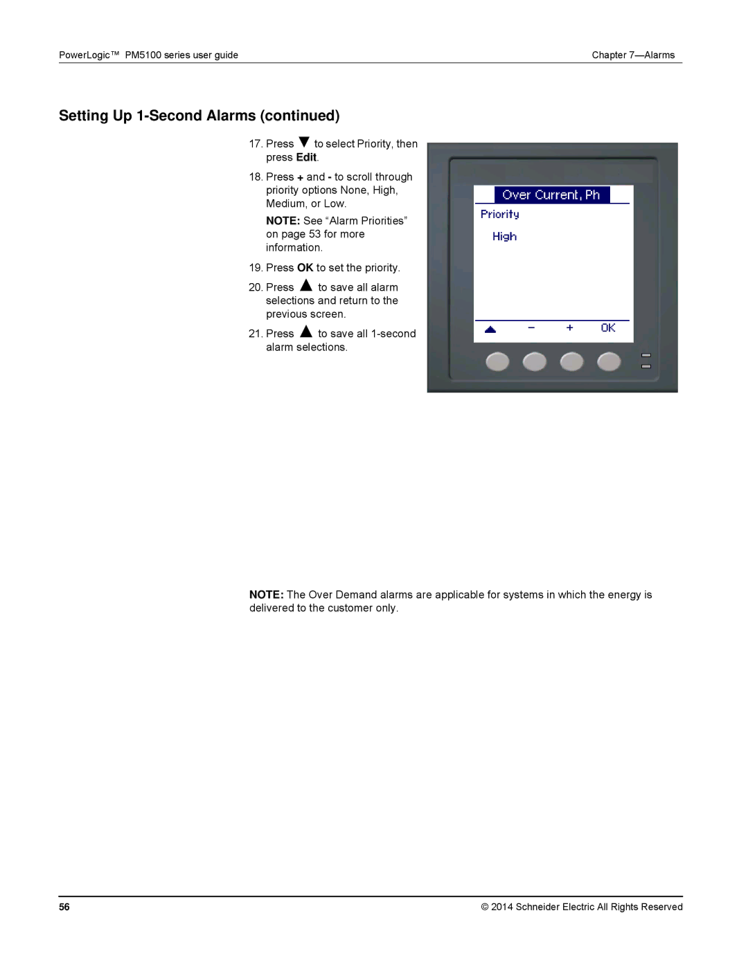 Schneider Electric PM5100 manual Setting Up 1-Second Alarms 