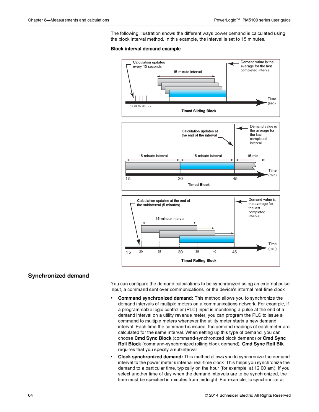 Schneider Electric PM5100 manual Synchronized demand, Block interval demand example 