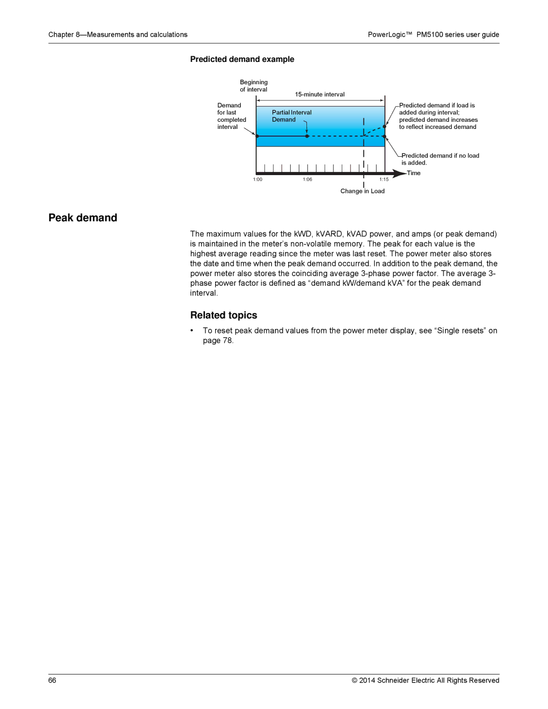 Schneider Electric PM5100 manual Peak demand, Predicted demand example 