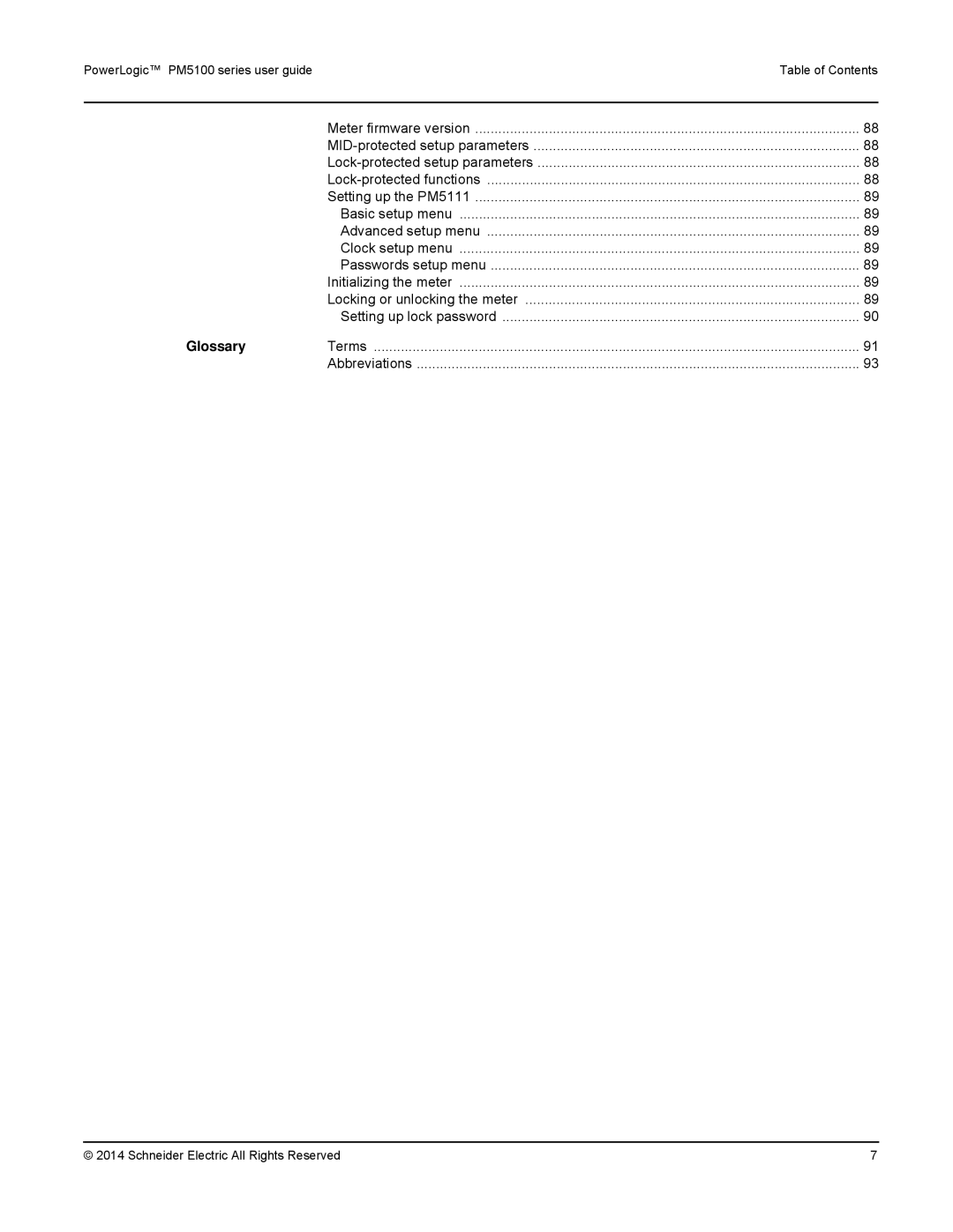 Schneider Electric PM5100 manual Glossary 