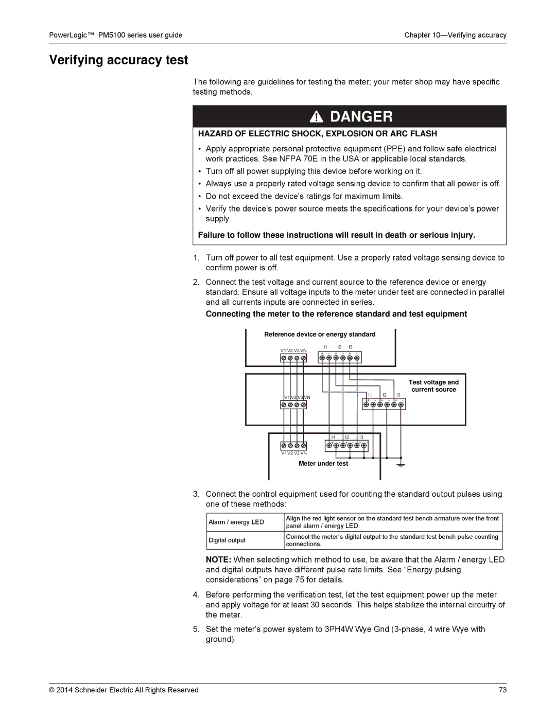 Schneider Electric PM5100 manual Verifying accuracy test 