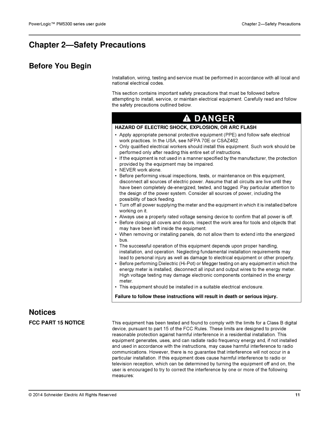 Schneider Electric PM5300 manual Safety Precautions, Before You Begin 