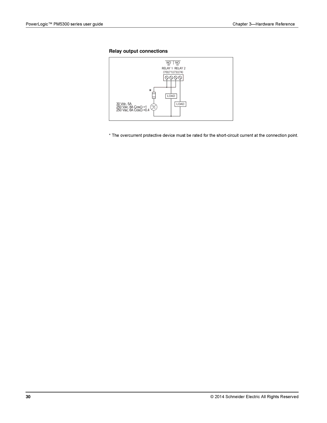 Schneider Electric PM5300 manual Relay output connections 