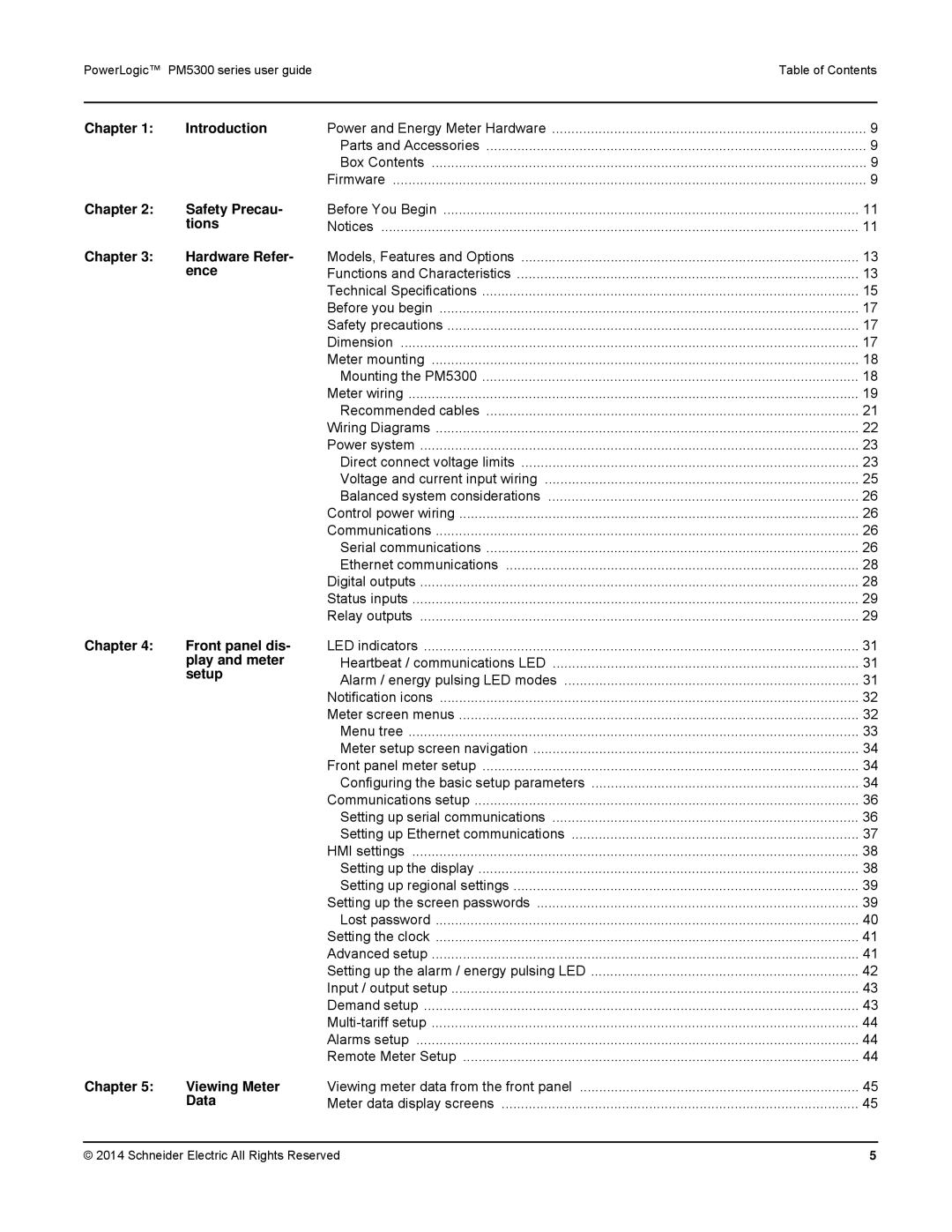 Schneider Electric PM5300 manual Introduction Chapter Safety Precau Tions, Ence, Hardware Refer 