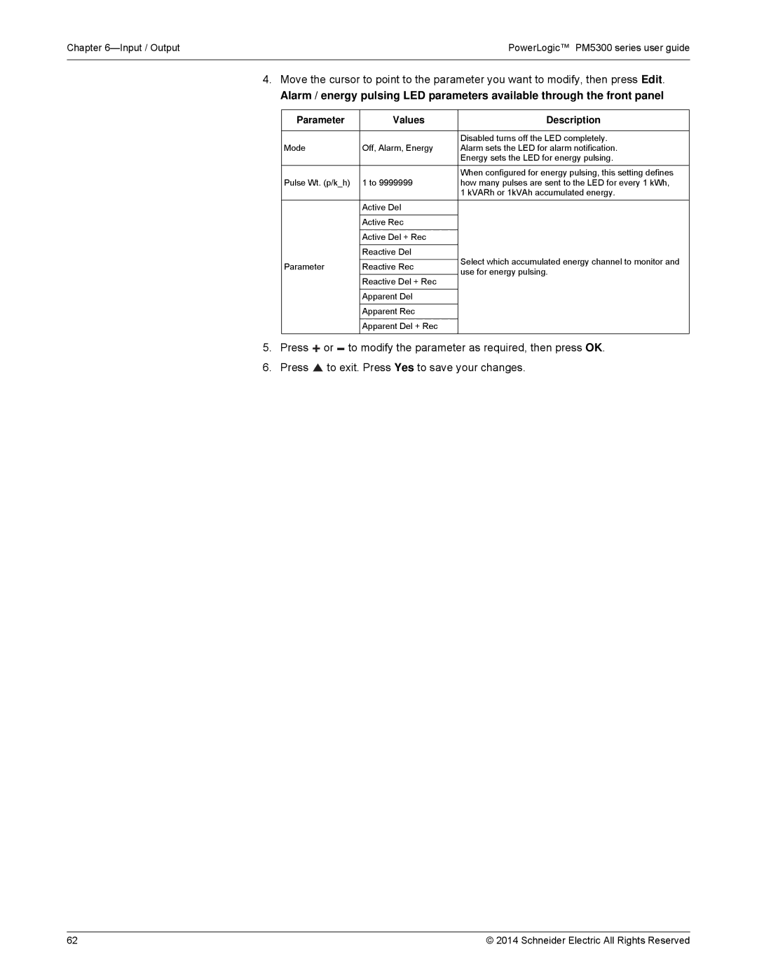 Schneider Electric PM5300 manual Disabled turns off the LED completely 