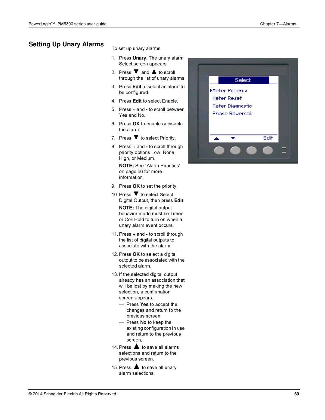 Schneider Electric PM5300 manual Setting Up Unary Alarms 