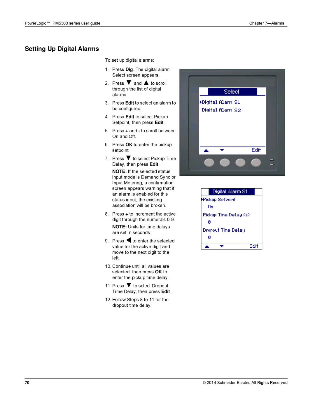 Schneider Electric PM5300 manual Setting Up Digital Alarms 