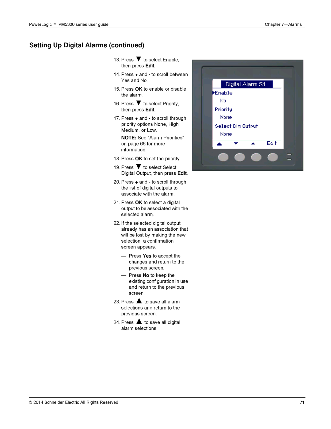 Schneider Electric PM5300 manual Setting Up Digital Alarms 