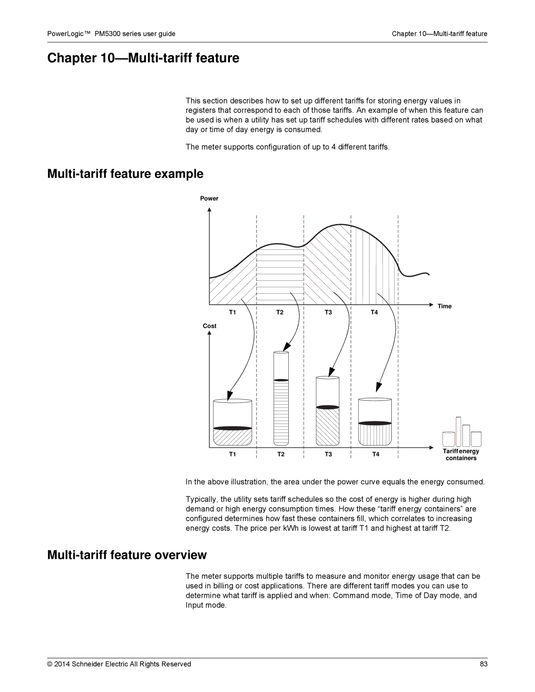 Schneider Electric PM5300 manual Multi-tariff feature example, Multi-tariff feature overview 