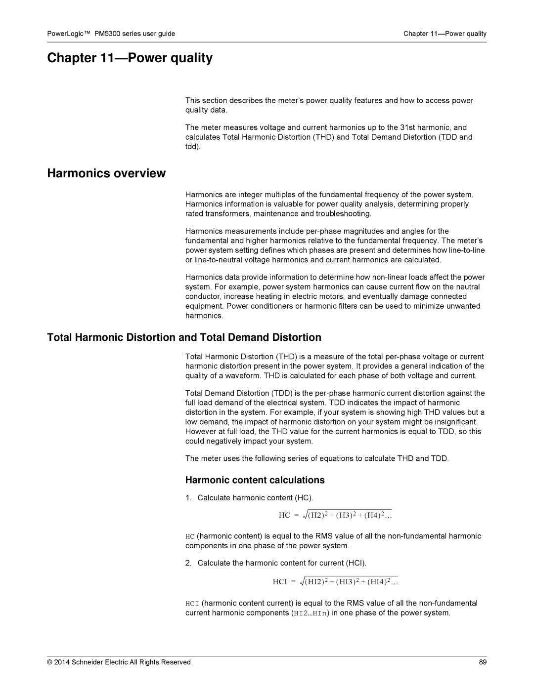 Schneider Electric PM5300 manual Power quality, Harmonics overview, Total Harmonic Distortion and Total Demand Distortion 