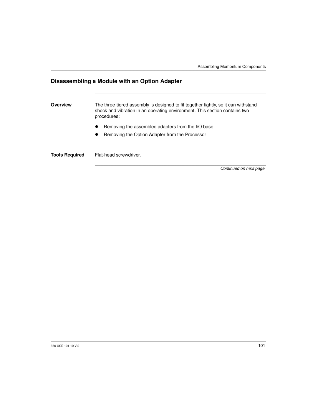 Schneider Electric Processor Adapter manual Disassembling a Module with an Option Adapter, Tools Required 