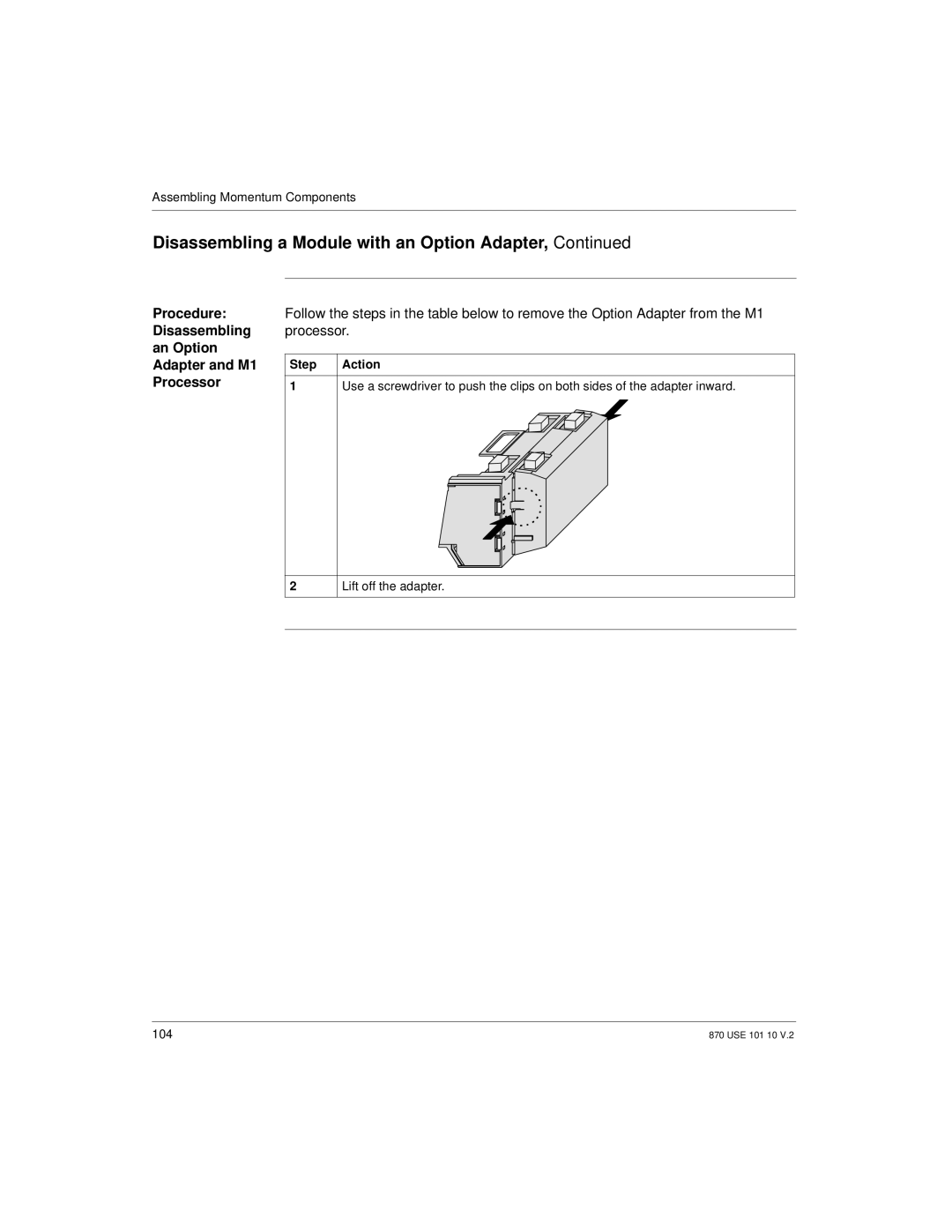 Schneider Electric Processor Adapter manual Procedure Disassembling An Option Adapter and M1 Processor 