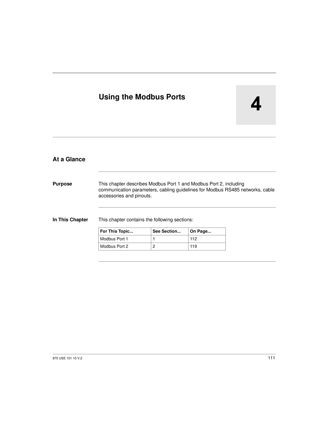 Schneider Electric Processor Adapter manual Using the Modbus Ports, Accessories and pinouts 