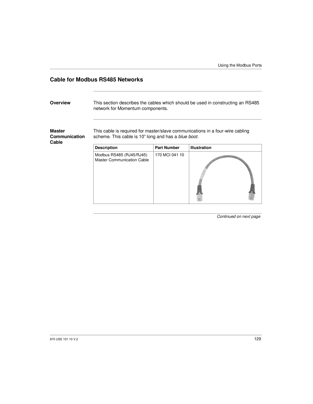 Schneider Electric Processor Adapter manual Cable for Modbus RS485 Networks, Network for Momentum components, Master 