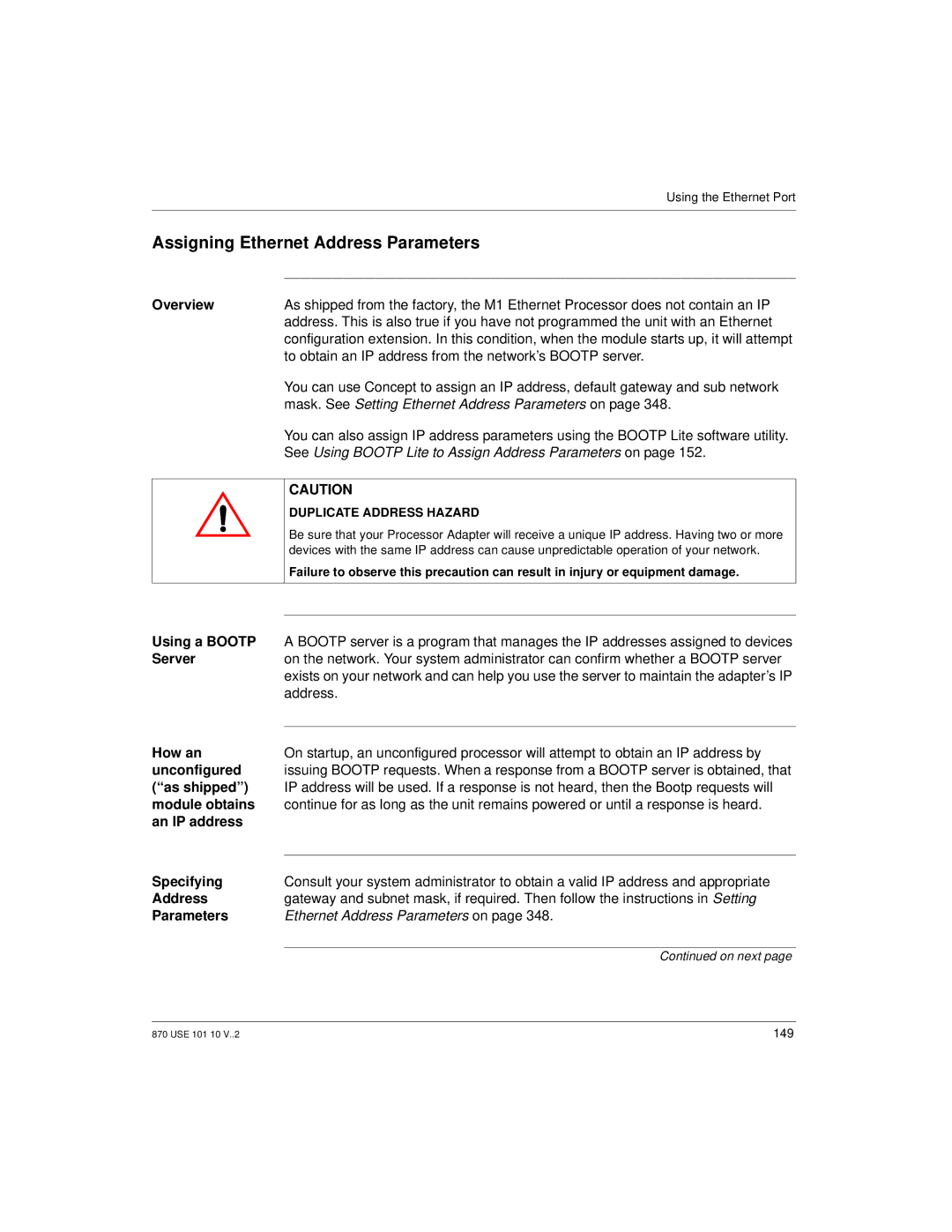 Schneider Electric Processor Adapter manual Assigning Ethernet Address Parameters 