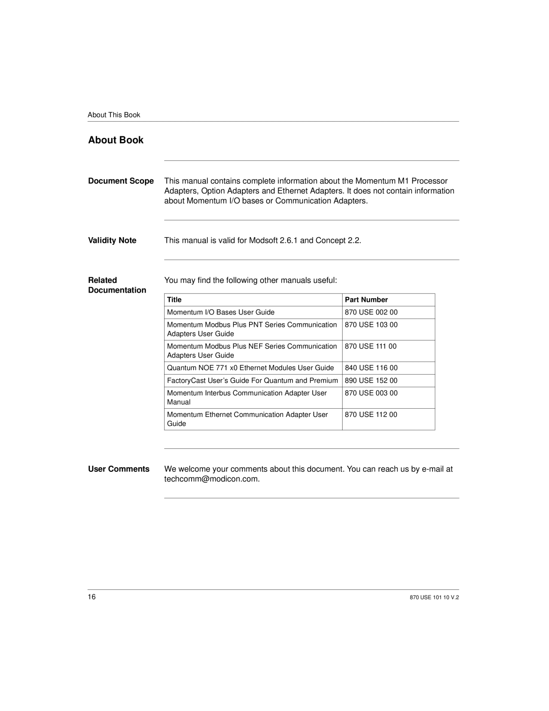 Schneider Electric Processor Adapter About Book, Related, You may find the following other manuals useful, Documentation 