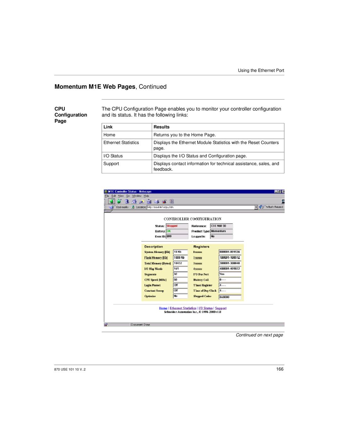 Schneider Electric Processor Adapter manual Configuration, Its status. It has the following links 