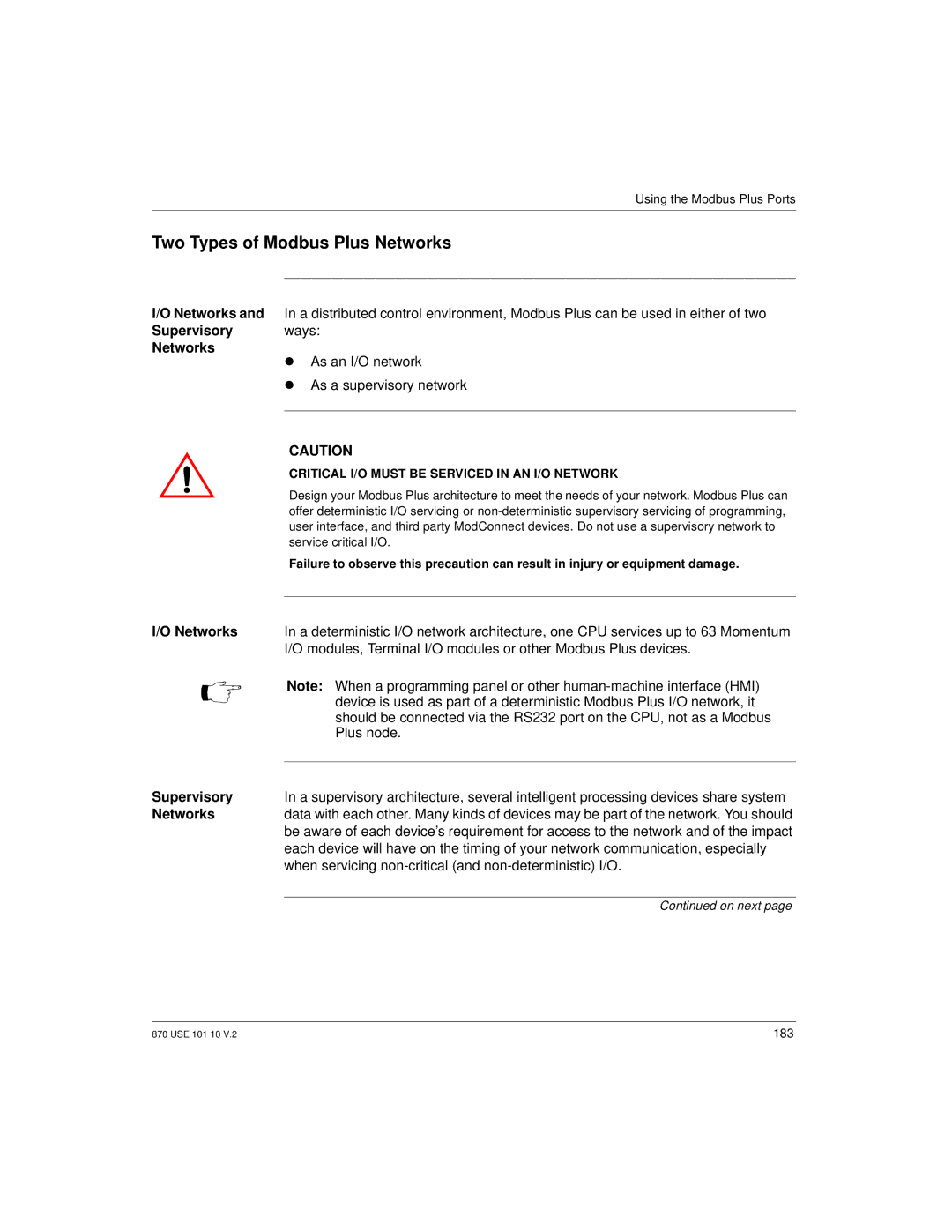 Schneider Electric Processor Adapter manual Two Types of Modbus Plus Networks 