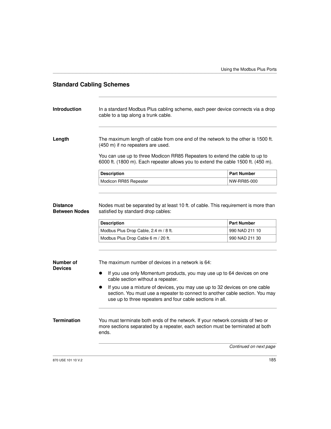 Schneider Electric Processor Adapter manual Standard Cabling Schemes, Between Nodes 