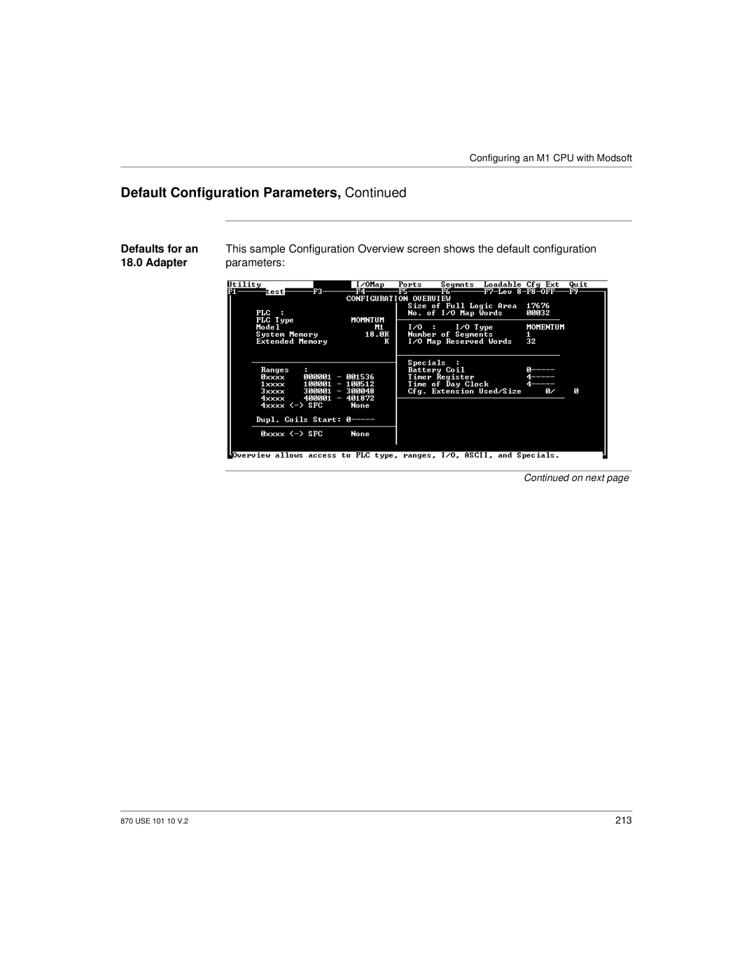 Schneider Electric Processor Adapter manual Defaults for an, Adapter Parameters 