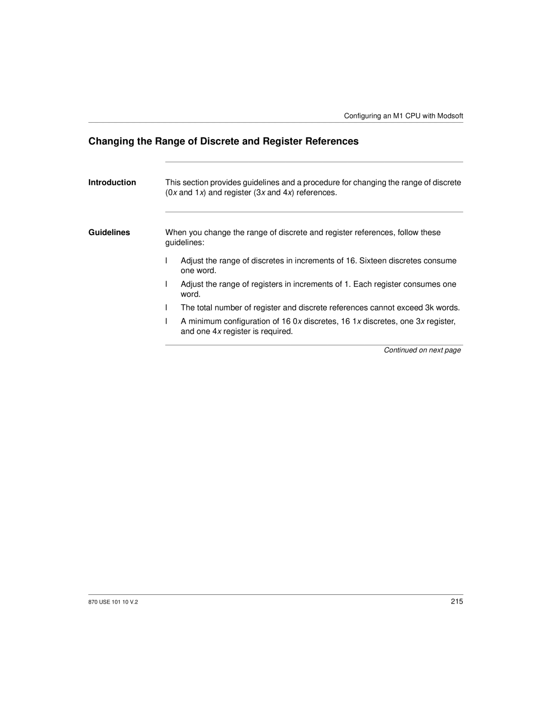 Schneider Electric Processor Adapter manual Changing the Range of Discrete and Register References 