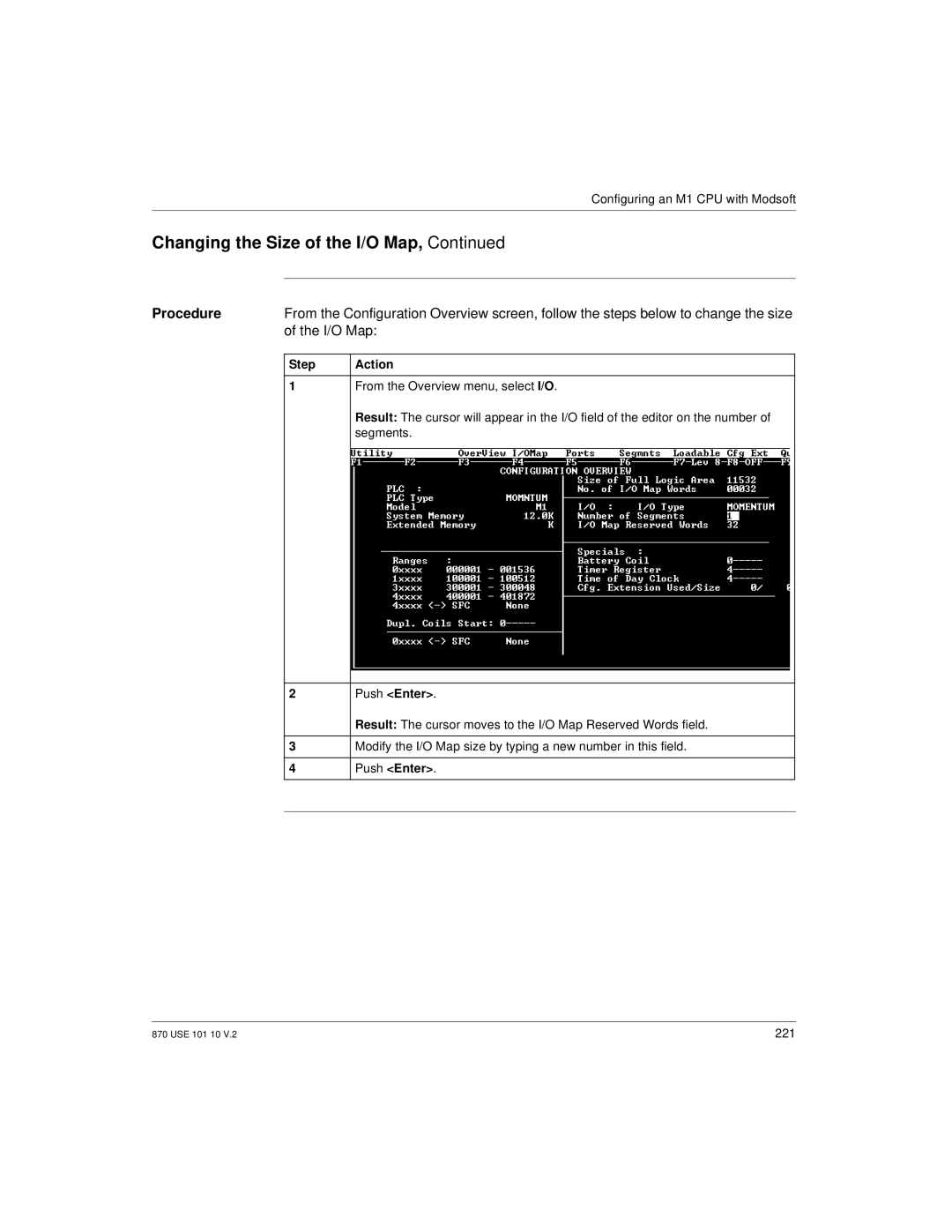 Schneider Electric Processor Adapter manual Procedure, I/O Map 