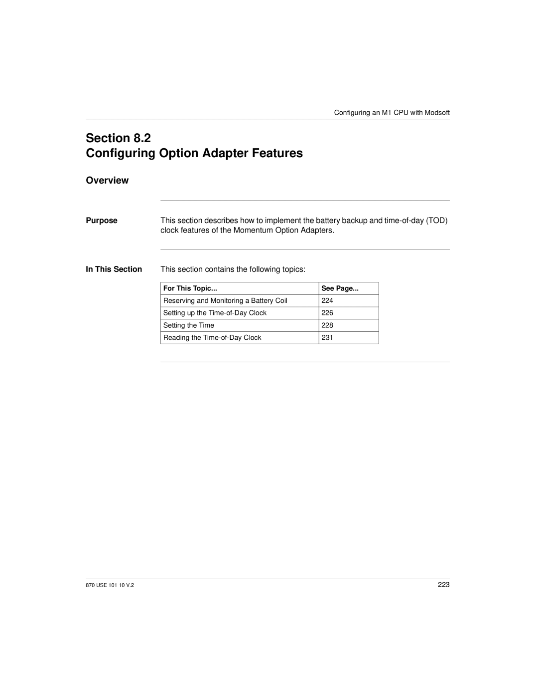 Schneider Electric Processor Adapter manual Section Configuring Option Adapter Features 