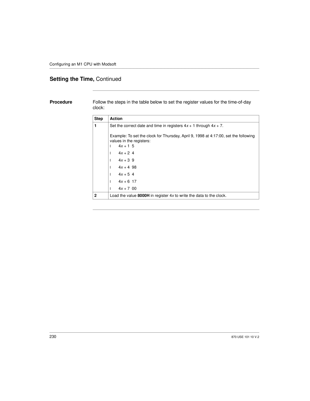 Schneider Electric Processor Adapter manual Procedure, Clock 