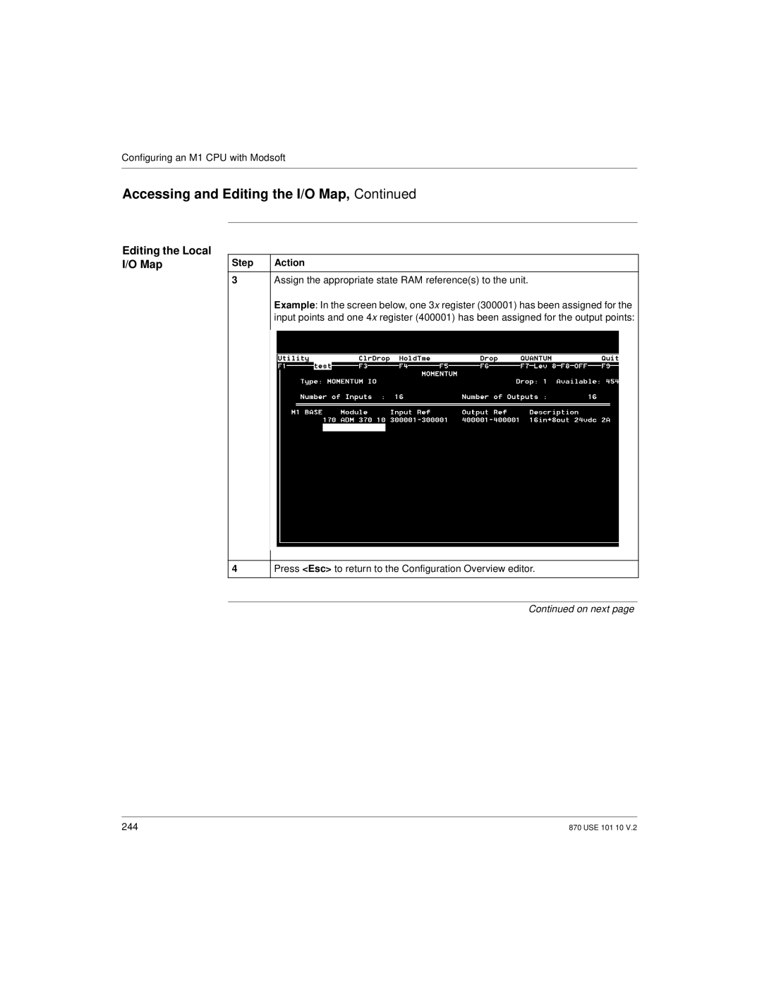 Schneider Electric Processor Adapter Editing the Local I/O Map, Assign the appropriate state RAM references to the unit 