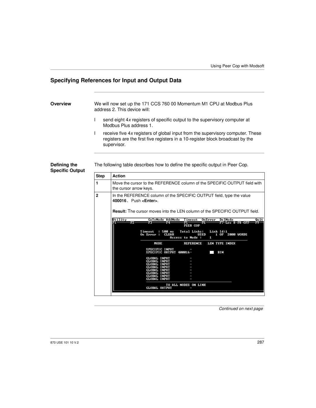 Schneider Electric Processor Adapter manual Specifying References for Input and Output Data, Address 2. This device will 