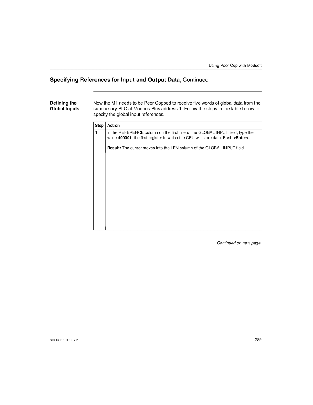 Schneider Electric Processor Adapter manual Defining, Global Inputs, Specify the global input references 