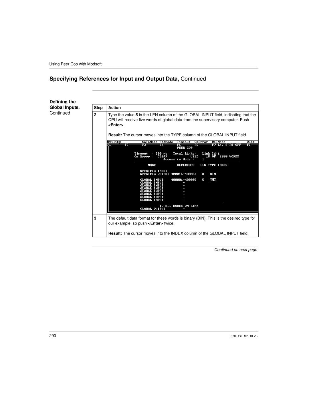 Schneider Electric Processor Adapter manual Defining the Global Inputs 