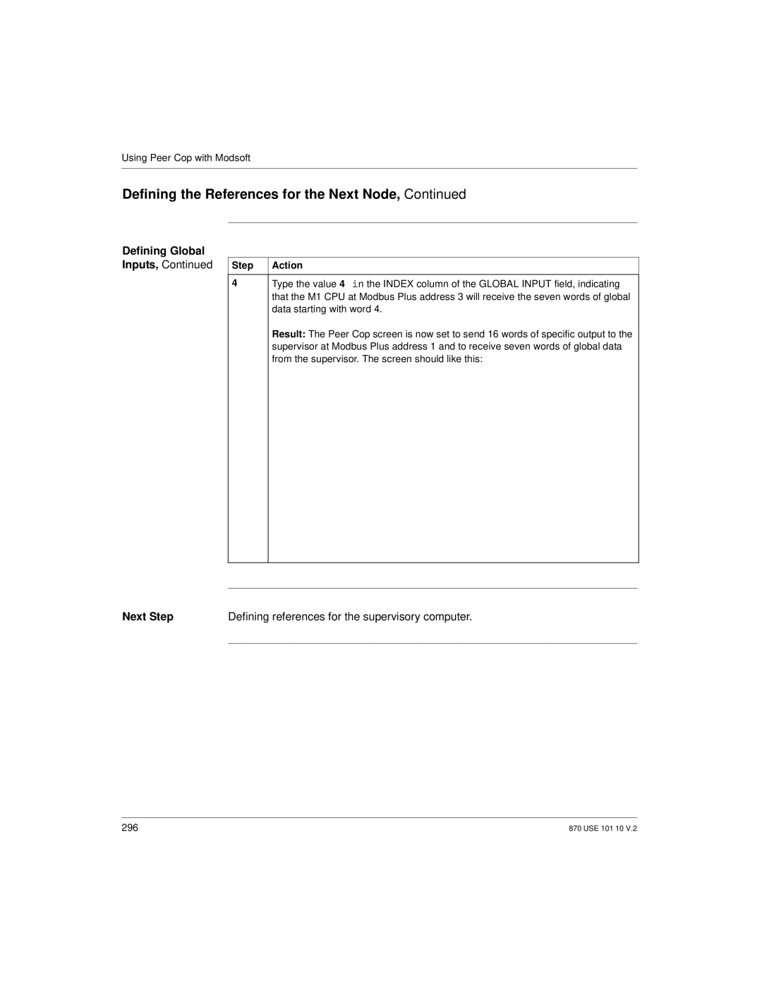 Schneider Electric Processor Adapter manual Next Step Defining references for the supervisory computer 