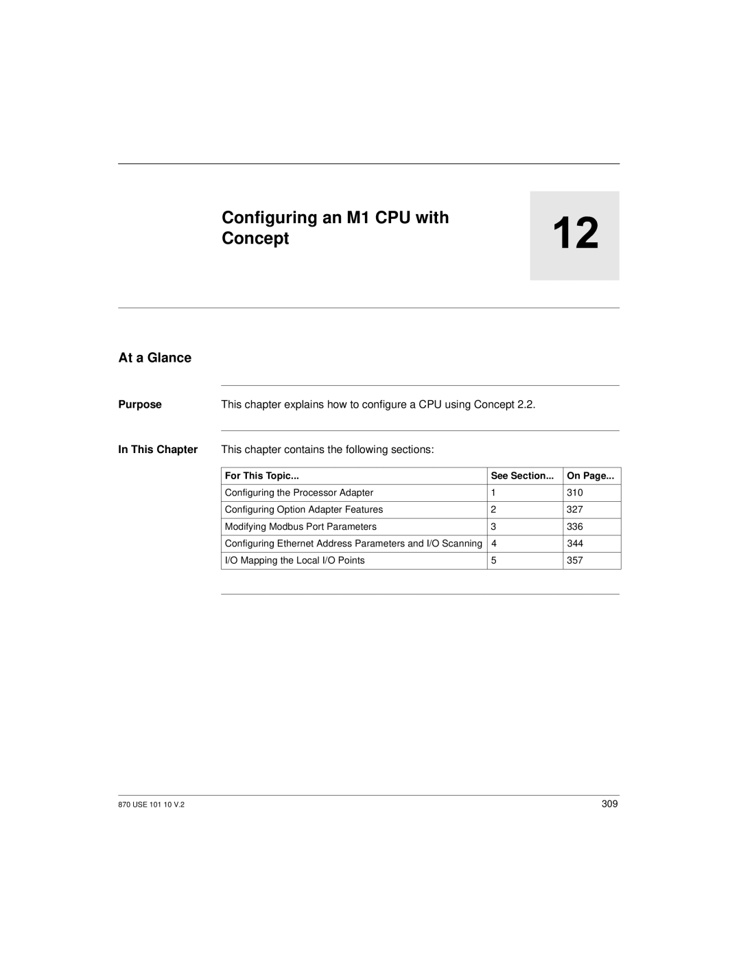 Schneider Electric Processor Adapter manual Configuring an M1 CPU with Concept 