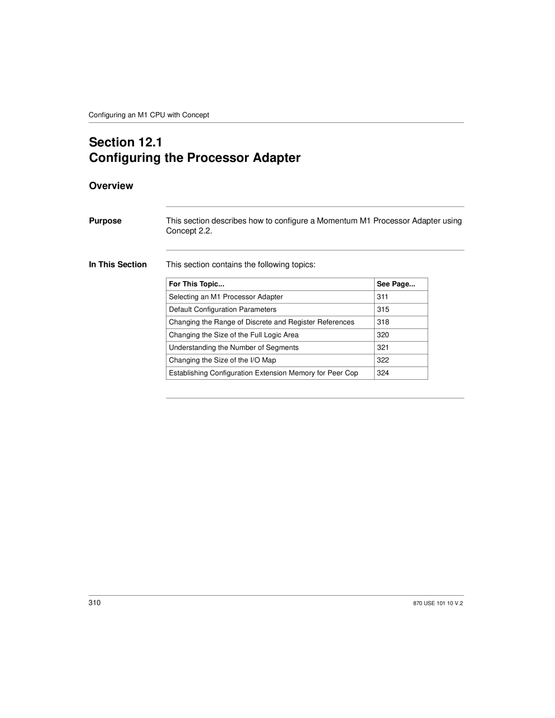 Schneider Electric manual Section Configuring the Processor Adapter, Concept 