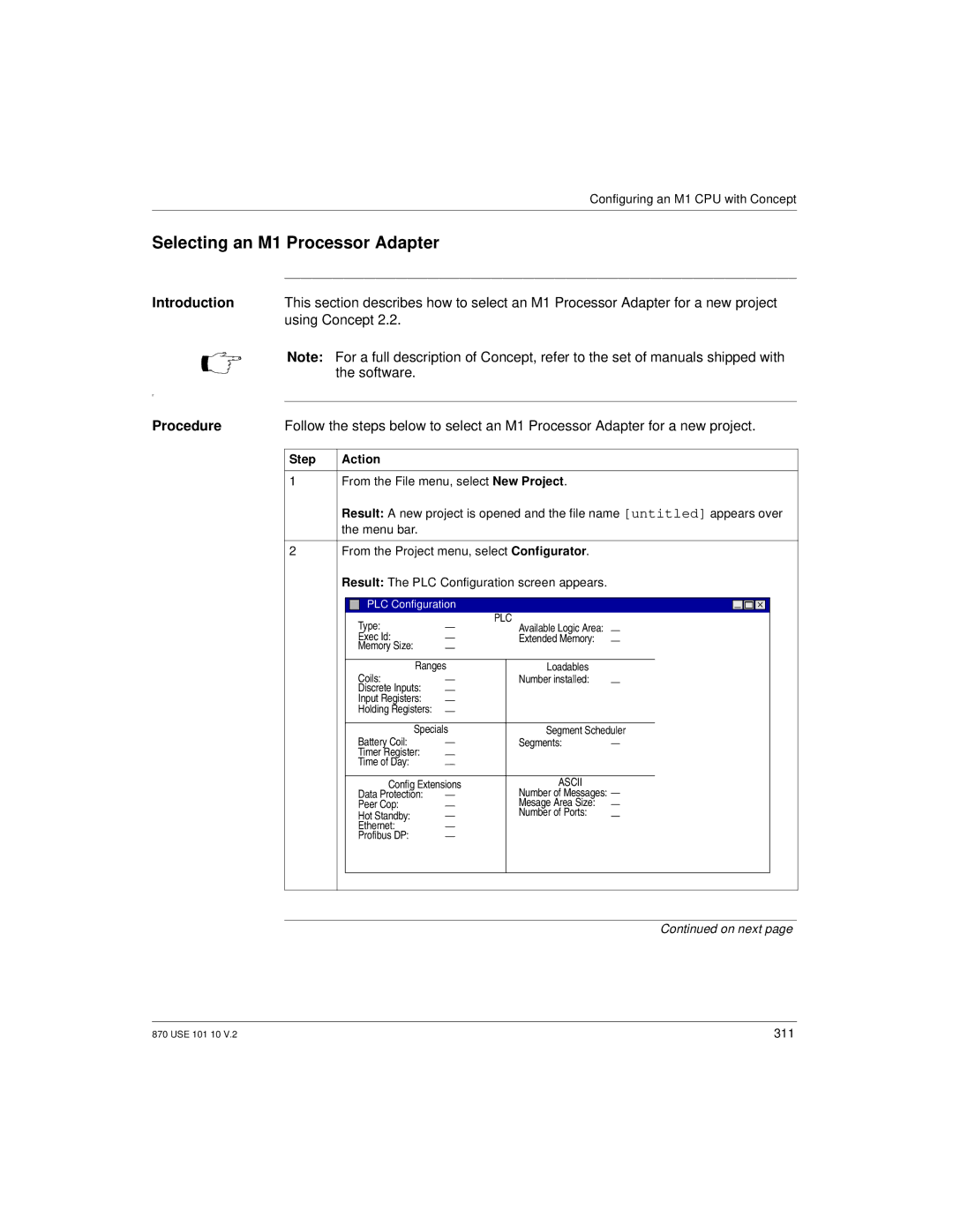 Schneider Electric Processor Adapter manual Using Concept, Plc 