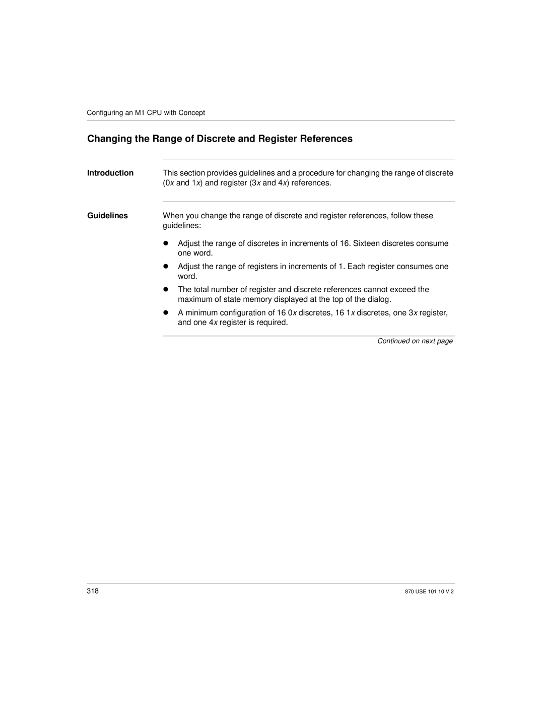 Schneider Electric Processor Adapter manual Changing the Range of Discrete and Register References 